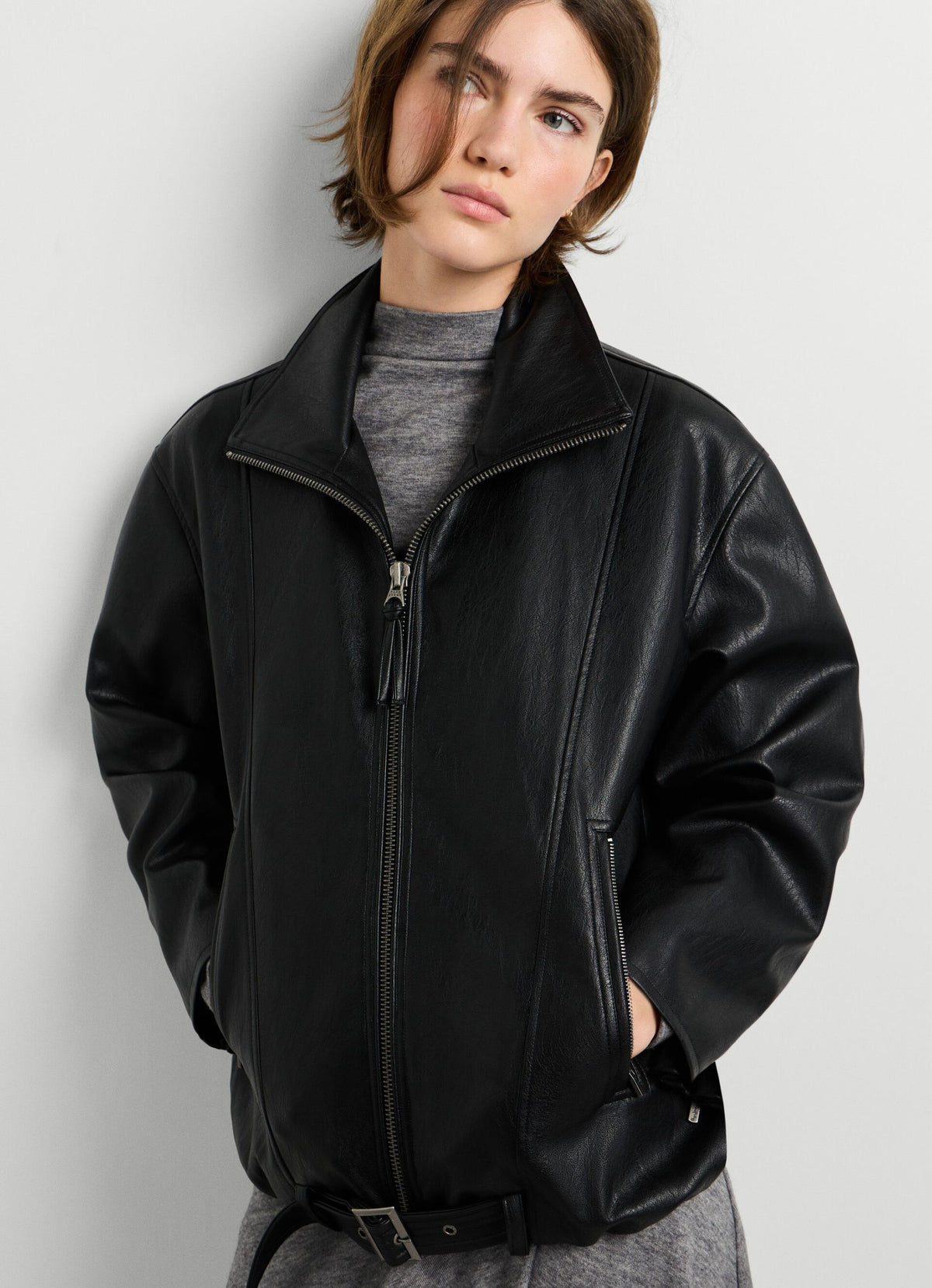 Pepe Jeans giacca in pelle sintetica Lina PL4024525 nera