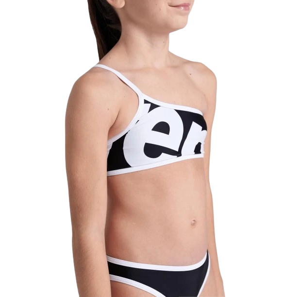Costume da mare Arena 2 pezzi da ragazza 007326 500 Logo nero-bianco, resistente al cloro e raggi UV per nuoto e mare