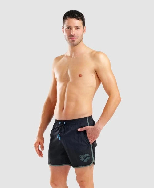 Arena costume da bagno a pantaloncino Big Logo Borders 009103560 nero-salvia