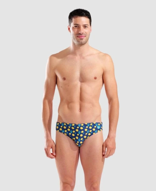 Arena costume da piscina da uomo Briefs Allover Fish 005244730 blu