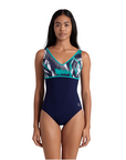 Arena costume intero da piscina da donna Bodylift Jennifer Wing 007111-750 blu-verde