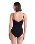 Arena costume intero da piscina da donna Bodylift Jennifer Wing Plus cup C 007111-750 nero-vino