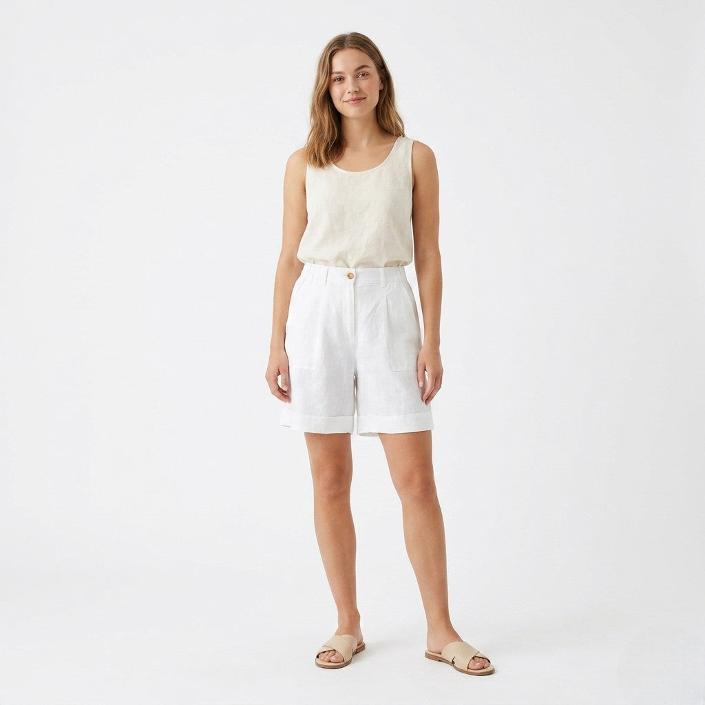 Astrolabio pantaloncino leggero bianco da donna CA63 T68E 2F