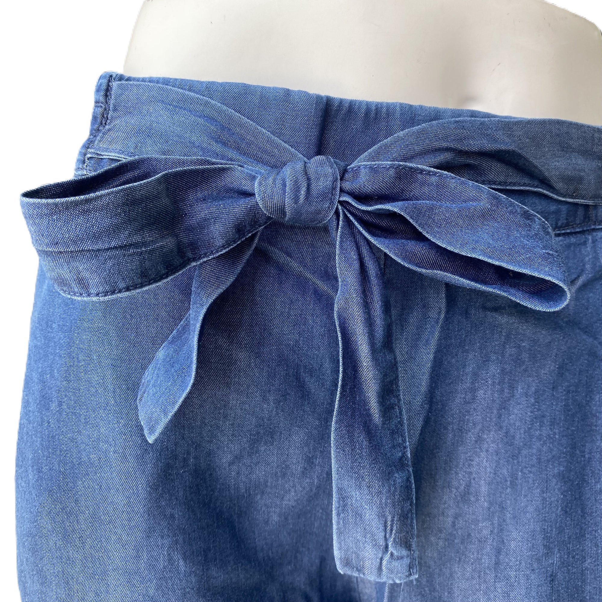 Astrolabio pantalone jeans fresco estivo da donna con elastico e coulisse in vita CA62 460 blu_dettaglio