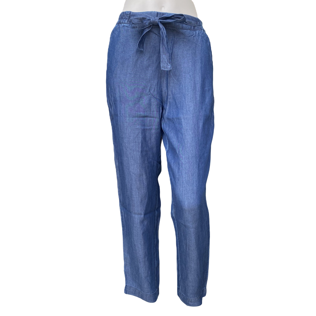 Astrolabio pantalone jeans fresco estivo da donna con elastico e coulisse in vita CA62 460 blu_fronte