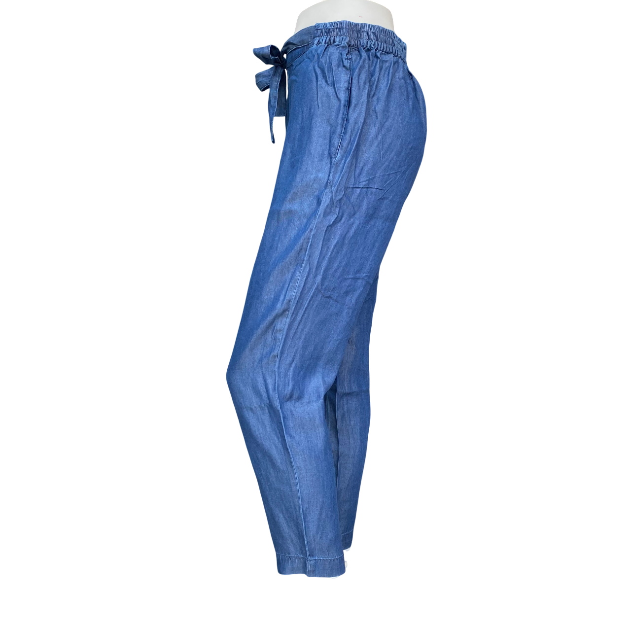 Astrolabio pantalone jeans fresco estivo da donna con elastico e coulisse in vita CA62 460 blu_laterale