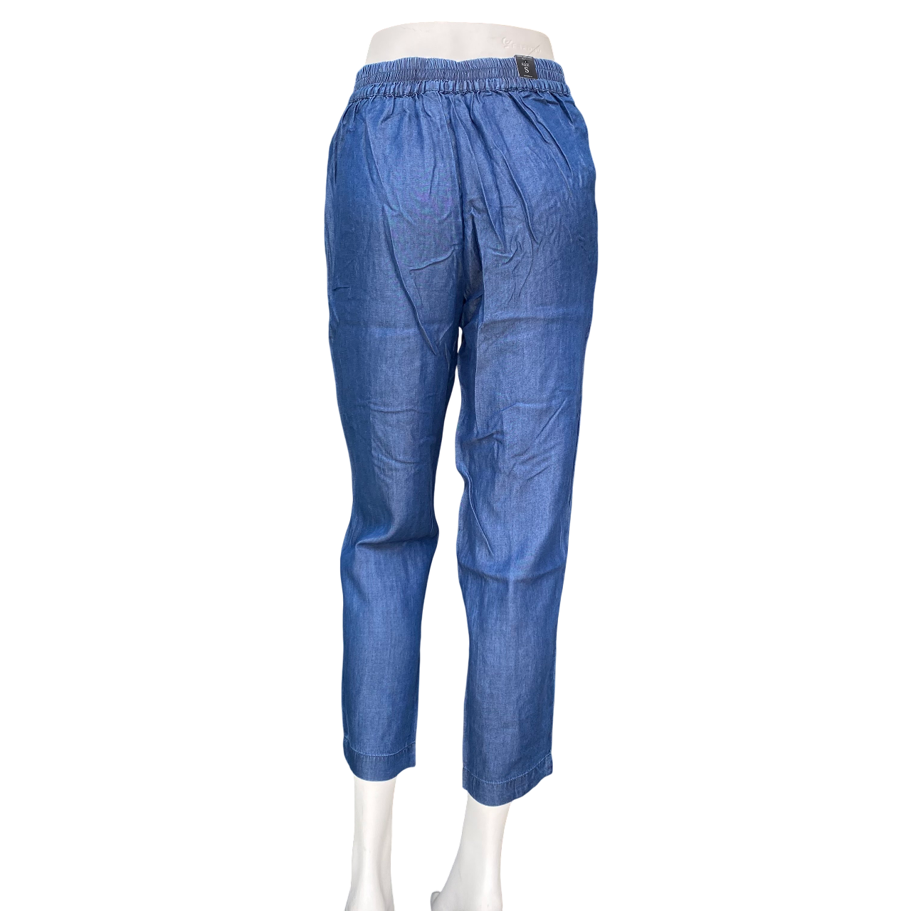 Astrolabio pantalone jeans fresco estivo da donna con elastico e coulisse in vita CA62 460 blu_retro