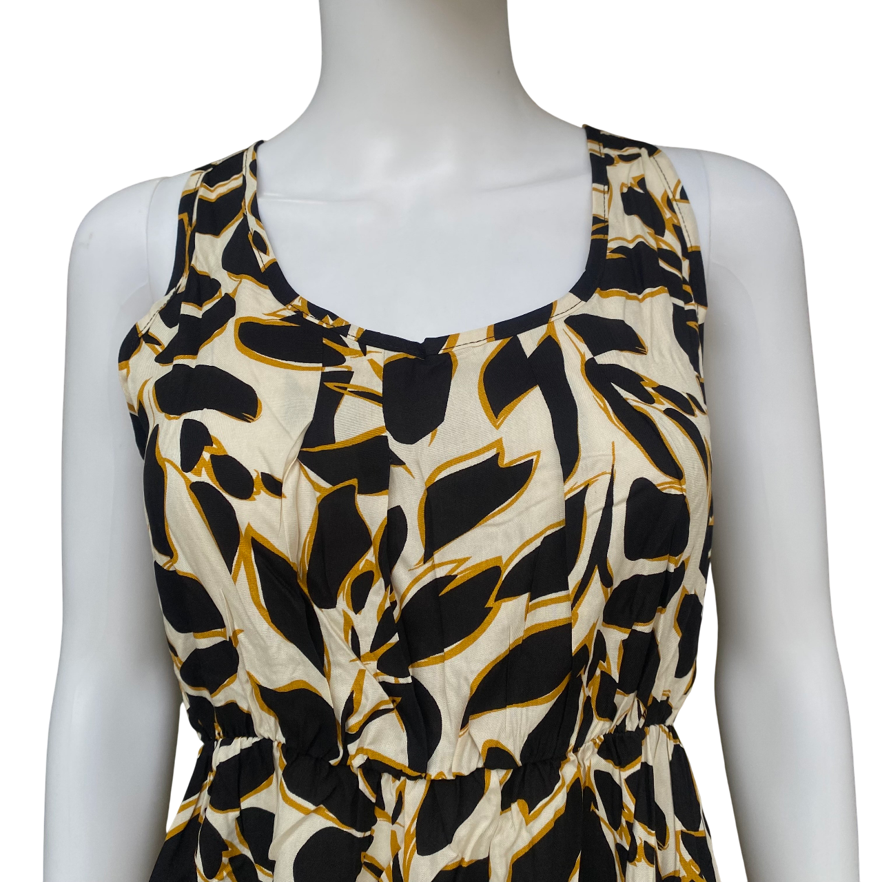 Astrolabio vestito smanicato da donna  a fantasia CA6F 500 nero_dettaglio