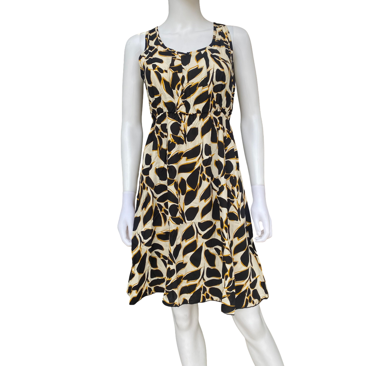 Astrolabio vestito smanicato da donna  a fantasia CA6F 500 nero_fronte