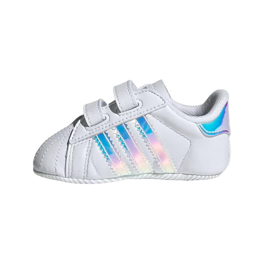 Adidas Original sneakers da culla per bambina Superstar Crib BD8000 bianco iridescente