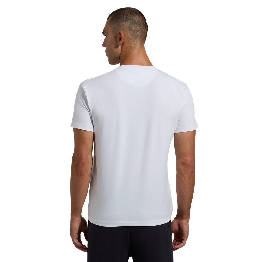 T-shirt BIKKEMBERGS BMT0819 1000 bianca da uomo con logo ricamato tono su tono, vestibilità regular fit in cotone premium - posteriore