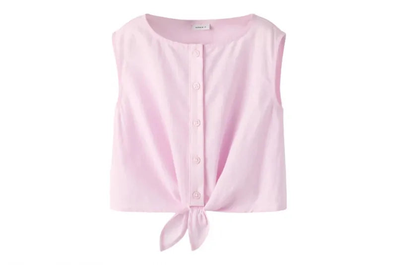 name it gilet in cotone e lino da bimba 13240241 rosa