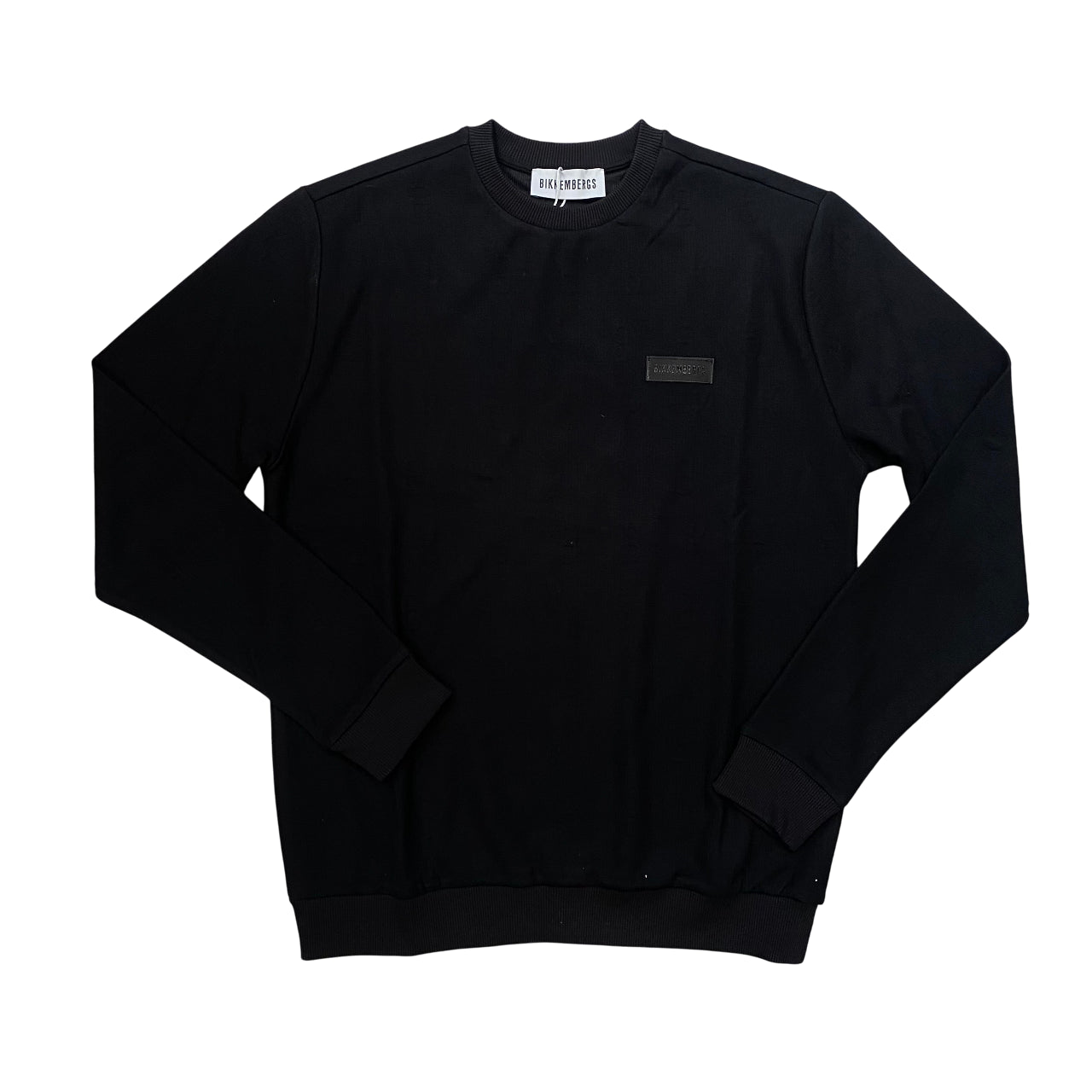 Bikkembergs BMF0999 Felpa Girocollo Uomo Nero - Felpa Casual con Logo in Rilievo e Bordi a Costine