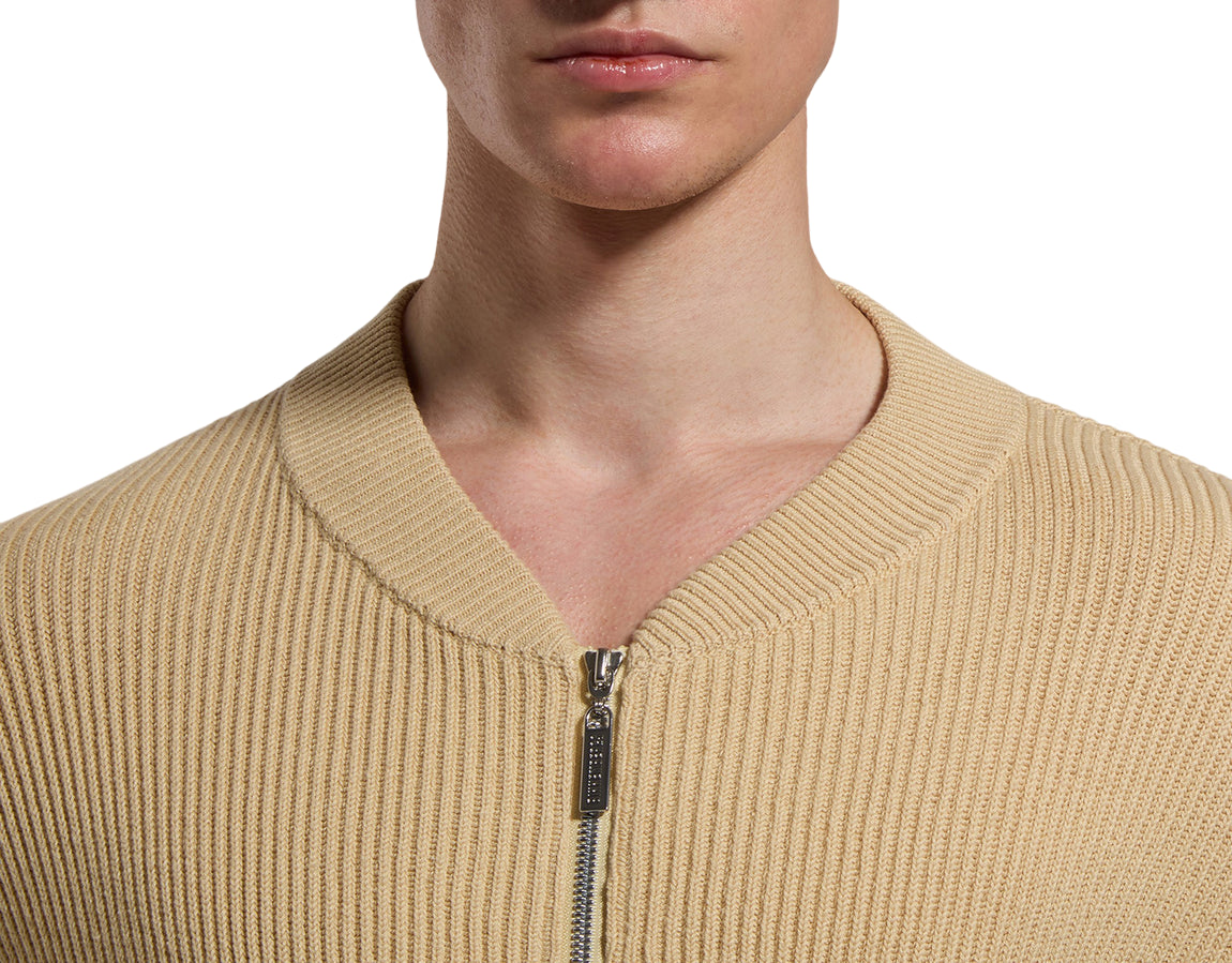 Bikkembergs Maglia Uomo con Cerniera Intera BMM1146 Beige - dettaglio 