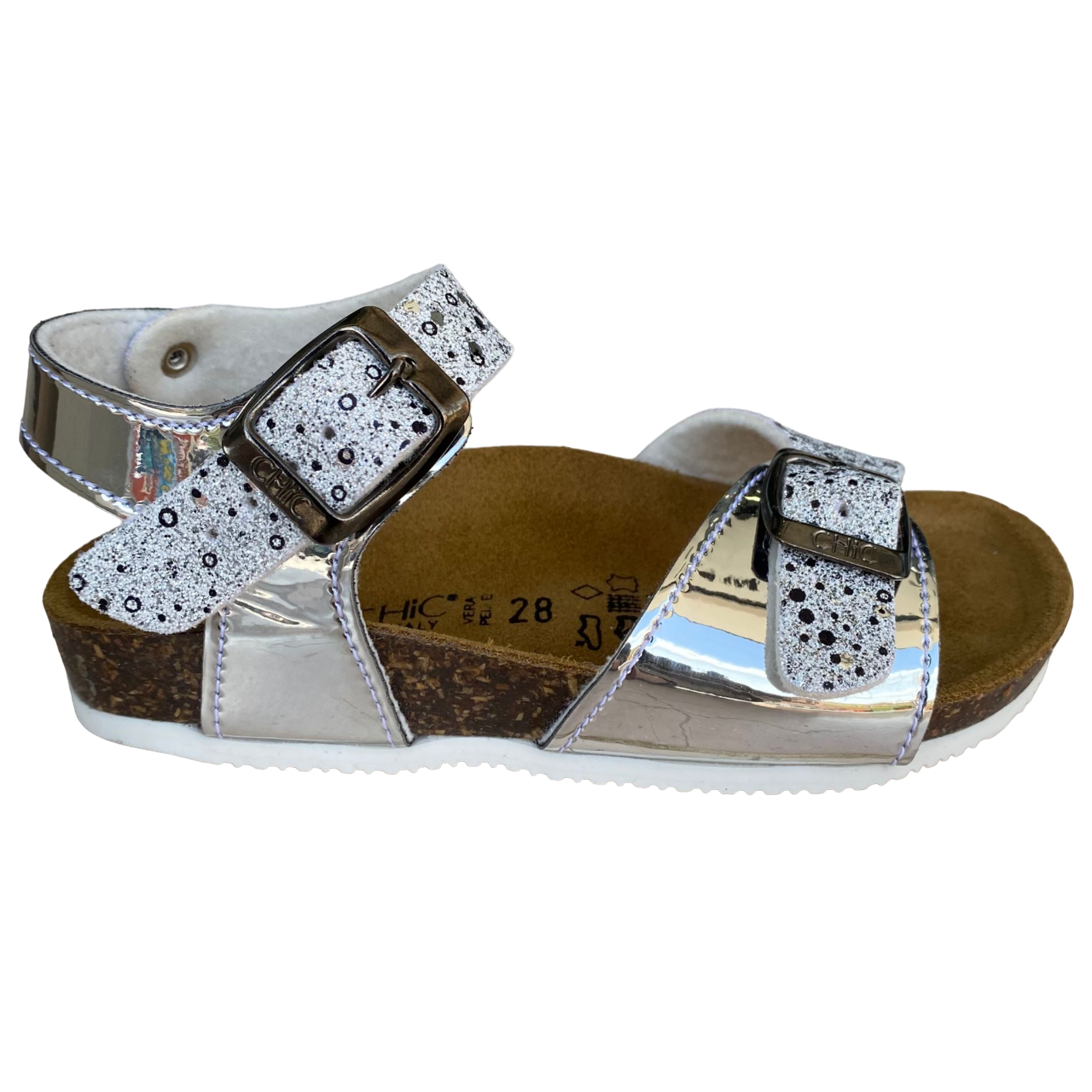 Biochic sandalo da bambina 44101Rarg argento 