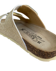 Biochic sandalo da donna con 2 fasce regolabili glitterate e plantare in pelle BC55215Yo oro