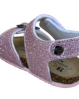 Biochic sandalo glitterato da bambina con fibbia regolabile e fascia con velcro BC55475K cipria