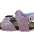 Biochic sandalo glitterato da bambina con fibbia regolabile e fascia con velcro BC55475K cipria