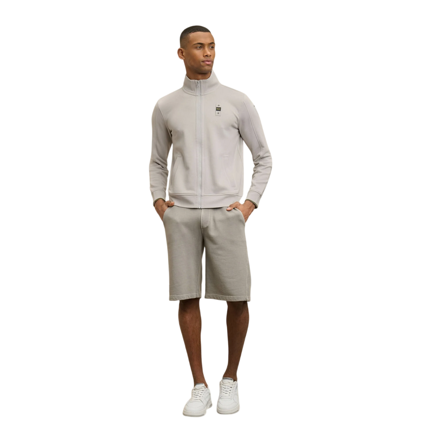 Blauer Felpa da uomo con cerniera intera City 25SBLUF01184-006804 bianco