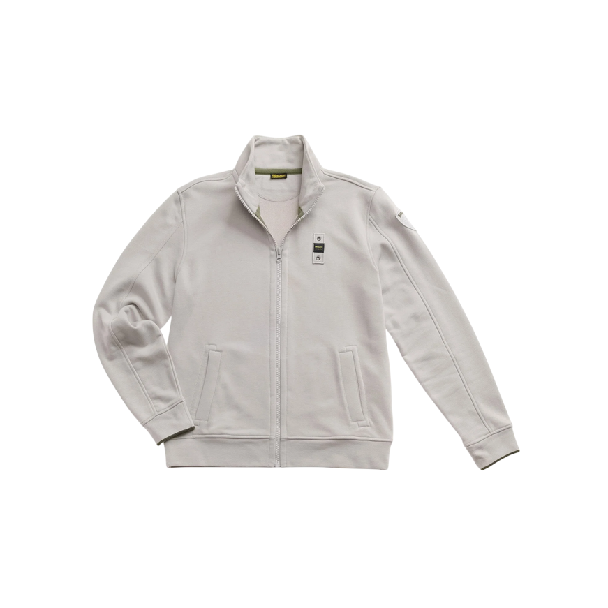 Blauer Felpa da uomo con cerniera intera City 25SBLUF01184-006804 bianco