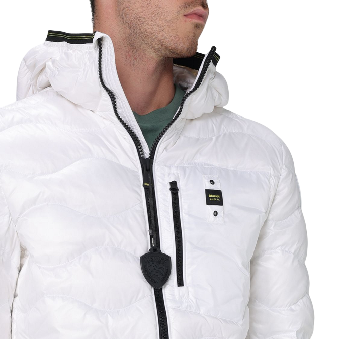 Blauer Piumino da uomo leggero ad onde Wave 24WBLUC0303 006355 100 bianco 1