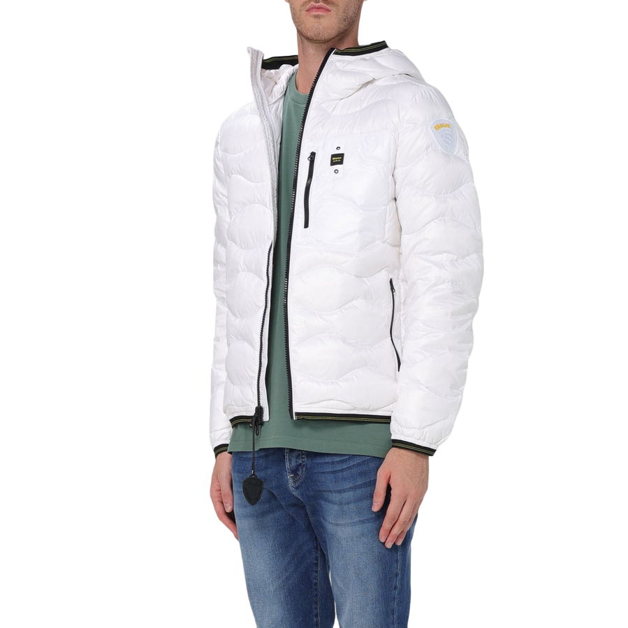 Blauer Piumino da uomo leggero ad onde Wave 24WBLUC0303 006355 100 bianco 2