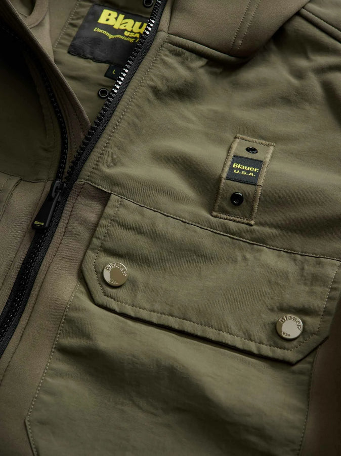 Blauer Rodman Scuba Multi Pocket Sweatshirt 25WBLUF02252-004745 670 Verde – Felpa Uomo Tecnica - dettaglio 