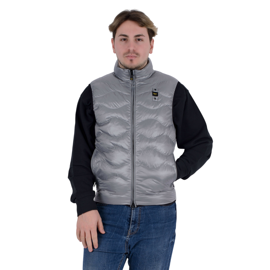 Blauer giubbino smanicato da uomo con cuciture a onde Danny 25SBLUC02229 005958 937 grigio