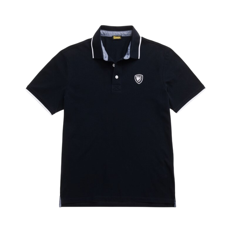 Blauer polo manica corta da uomo con con profilo in contrasto Damon 25SBLUT02310 006817 999 nero
