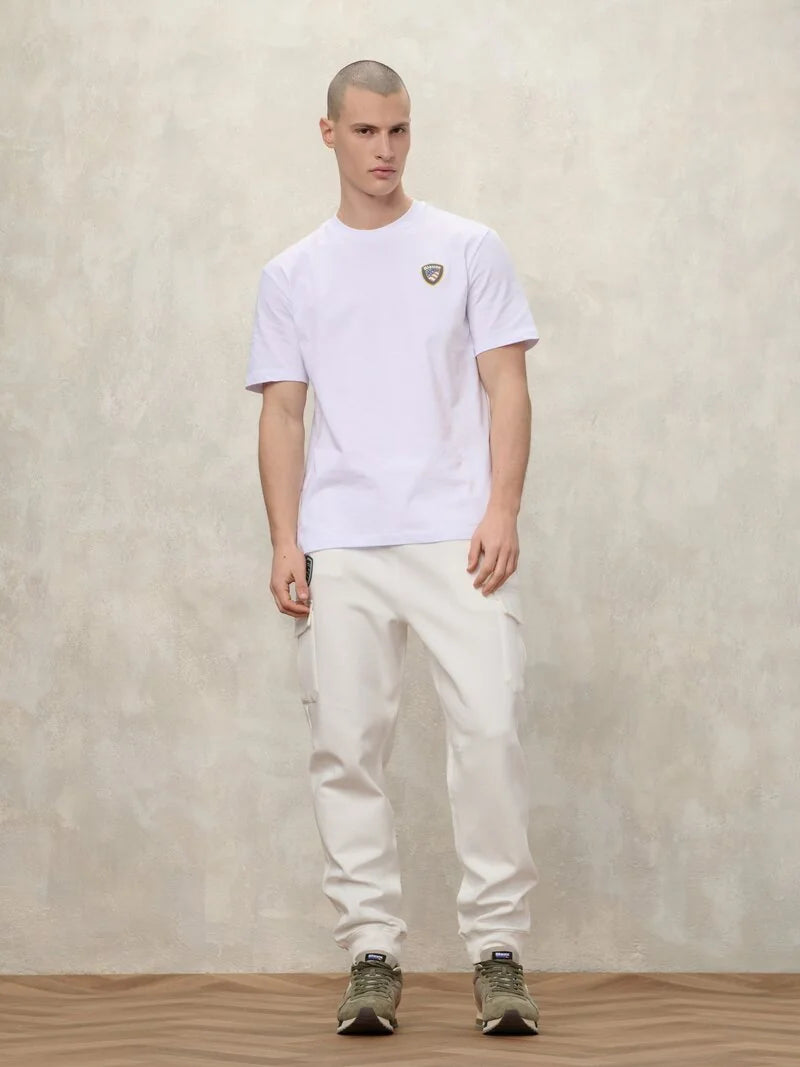 Blauer uomo maglietta in cotone manica corta 26SBLUH02284-007480 100 Bianco