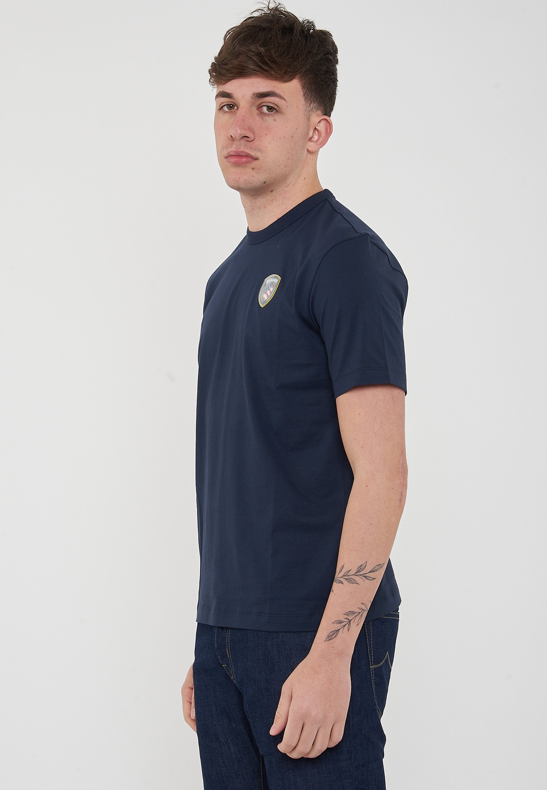 Blauer uomo maglietta in cotone manica corta 26SBLUH02284-007480 888 Blu laterale