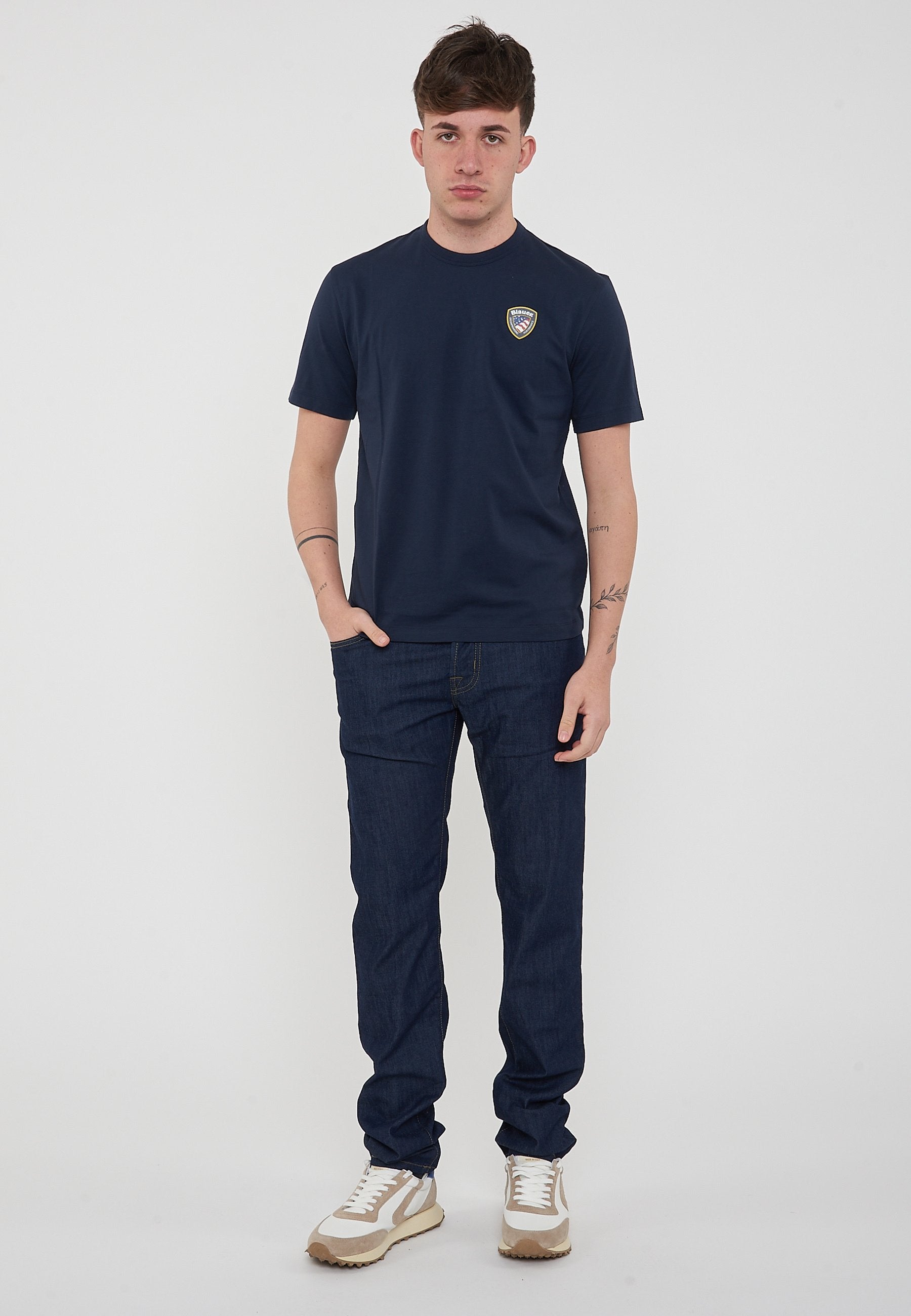 Blauer uomo maglietta in cotone manica corta 26SBLUH02284-007480 888 Blu maglia principale