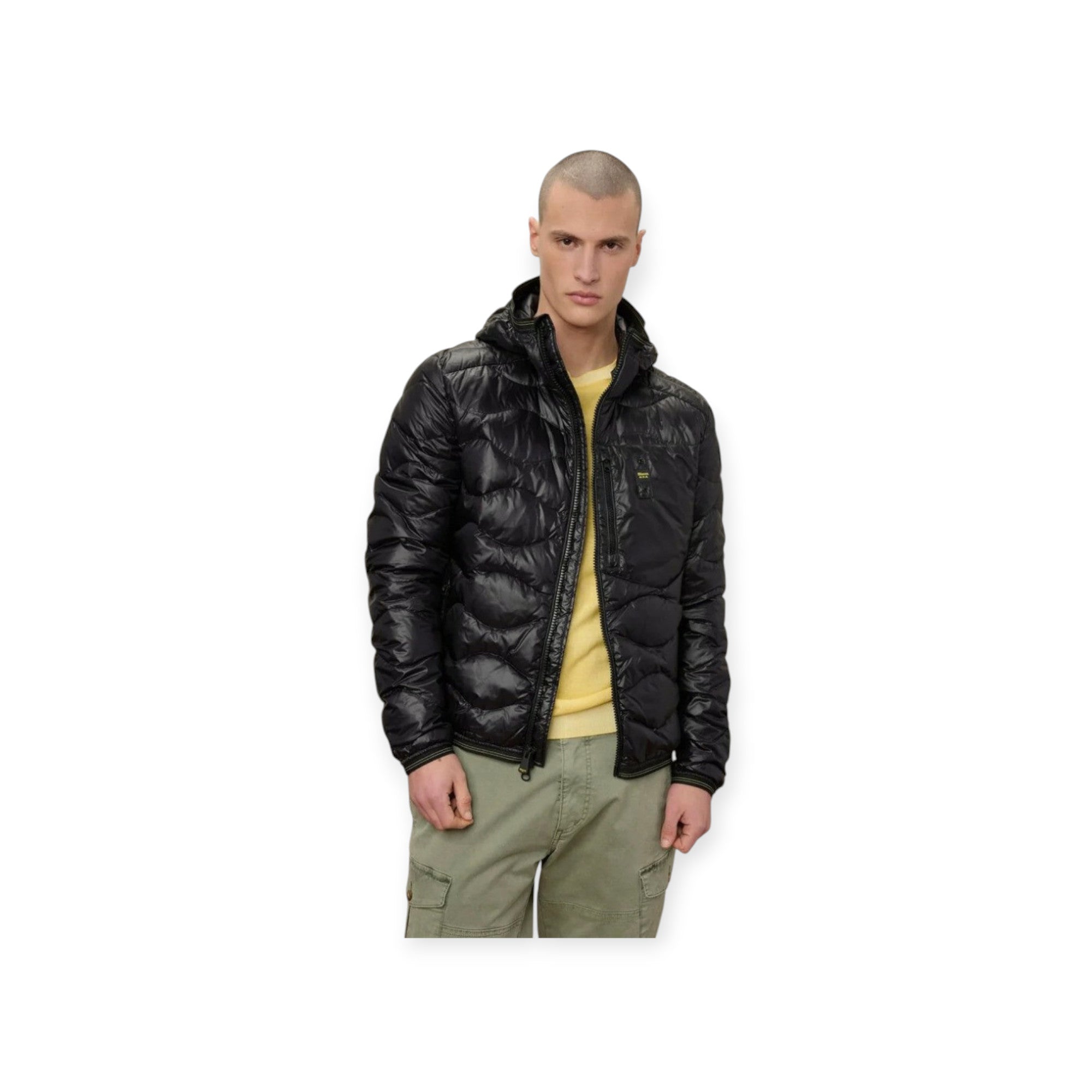 Blauer uomo piumino leggero ad onda  con cappuccio e tasca 26SBLUC03177-006719 999 nero