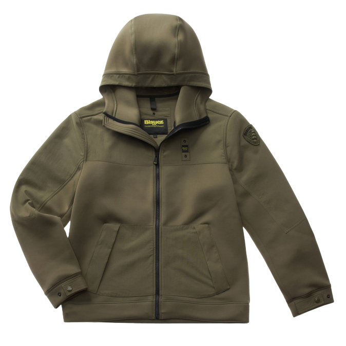 Blauer felpa da uomo con cappuccio in neoprene e taslan Grover 24WBLUF02333-004745 683 verde pigna