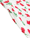 Boboli Vestito in jersey plissettato con stampa a fiori da bambina 418036 9382 bianco-rosso