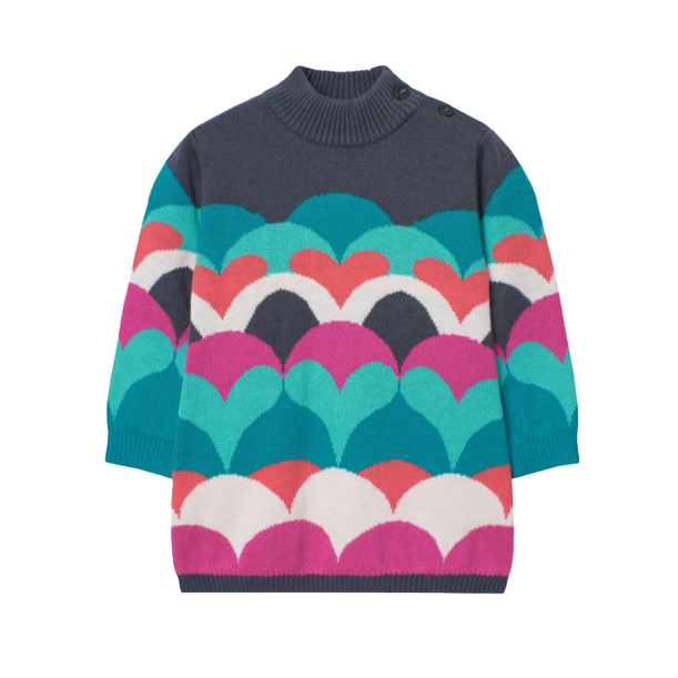 Boboli Vestito in maglia per neonato con stampa di cuori 229036-4701 grigio-multicolori