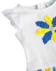 Boboli Vestito in raso combinato da neonata 708241 1100 bianco