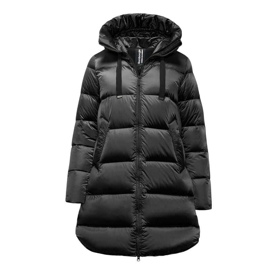 Bomboogie Geneva Jacket DGI010 Nero - Piumino lungo donna elegante antivento