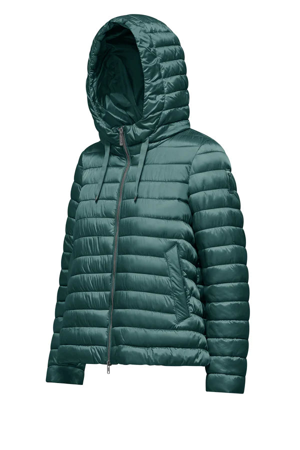 Bomboogie Piumino 100grammi da donna con cappuccio in nylon ciré GW9616TDLC6 259 teal blue