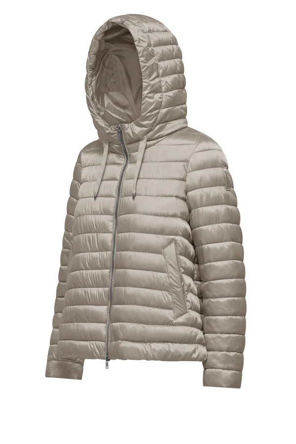 Bomboogie Piumino 100grammi da donna con cappuccio in nylon ciré GW9616TDLC6 503 crystal grey