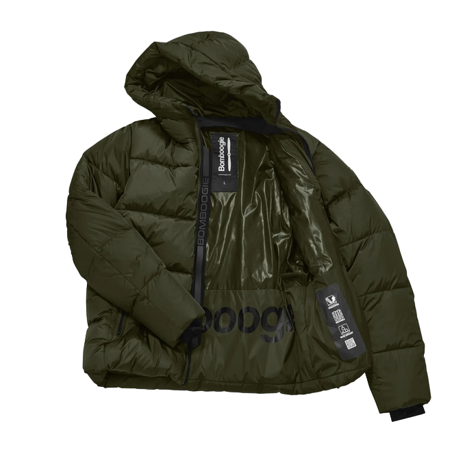 Bomboogie piumino da uomo con cappiccio ad alta intensità Helsinki JM7616TTNP4 322 verde oliva