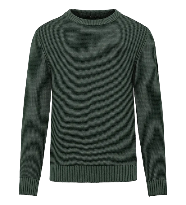 Bomboogie maglione girocollo da uomo in cotone tinto a freddo MM8786TZTF4 verde scuro