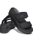 Crocs sandalo da donna con zeppa Brooklyn Buckle Low Wedge W 207431-001 nero