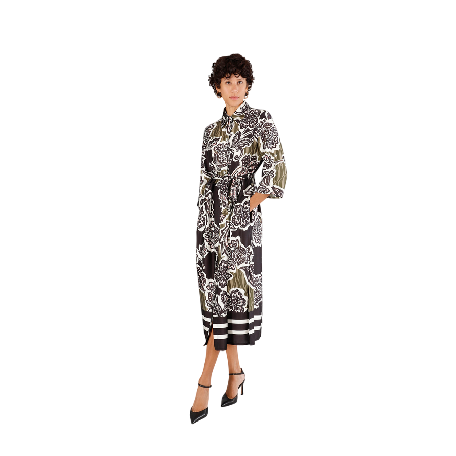 CafèNoir abito lungo da donna in Chamisier stampato JA0235 S042 fiore multinero