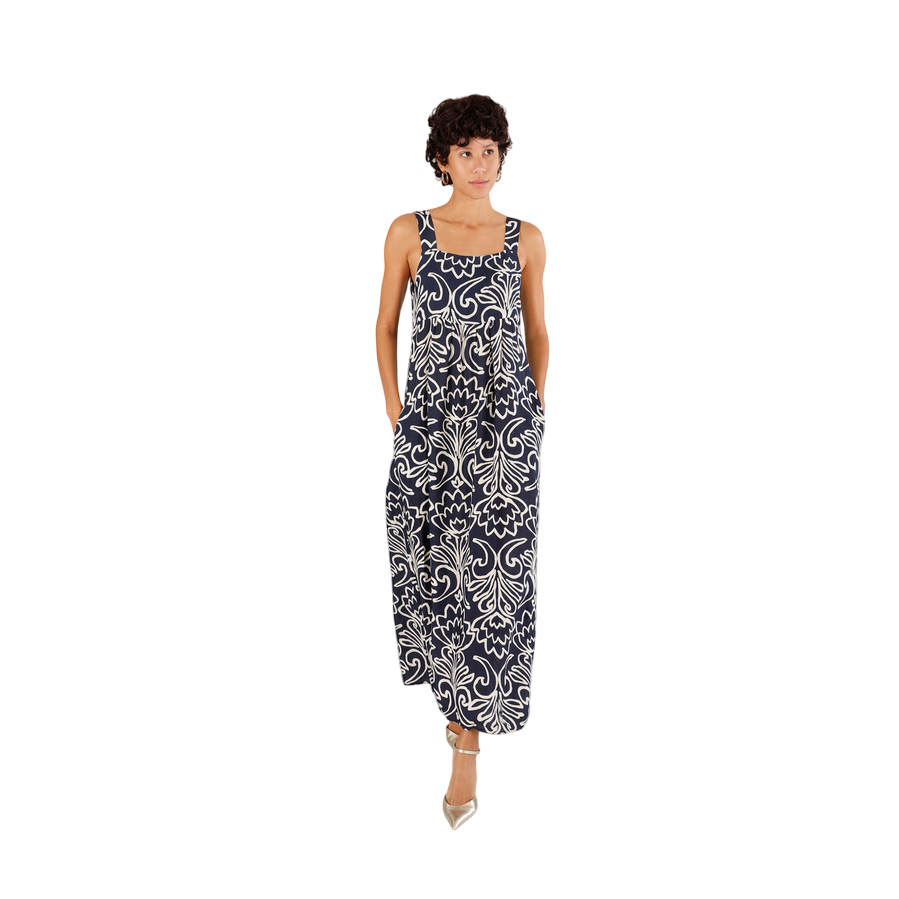 CafèNoir abito lungo da donna in marocaine stampato JA0242 S100 arabesco multiblu