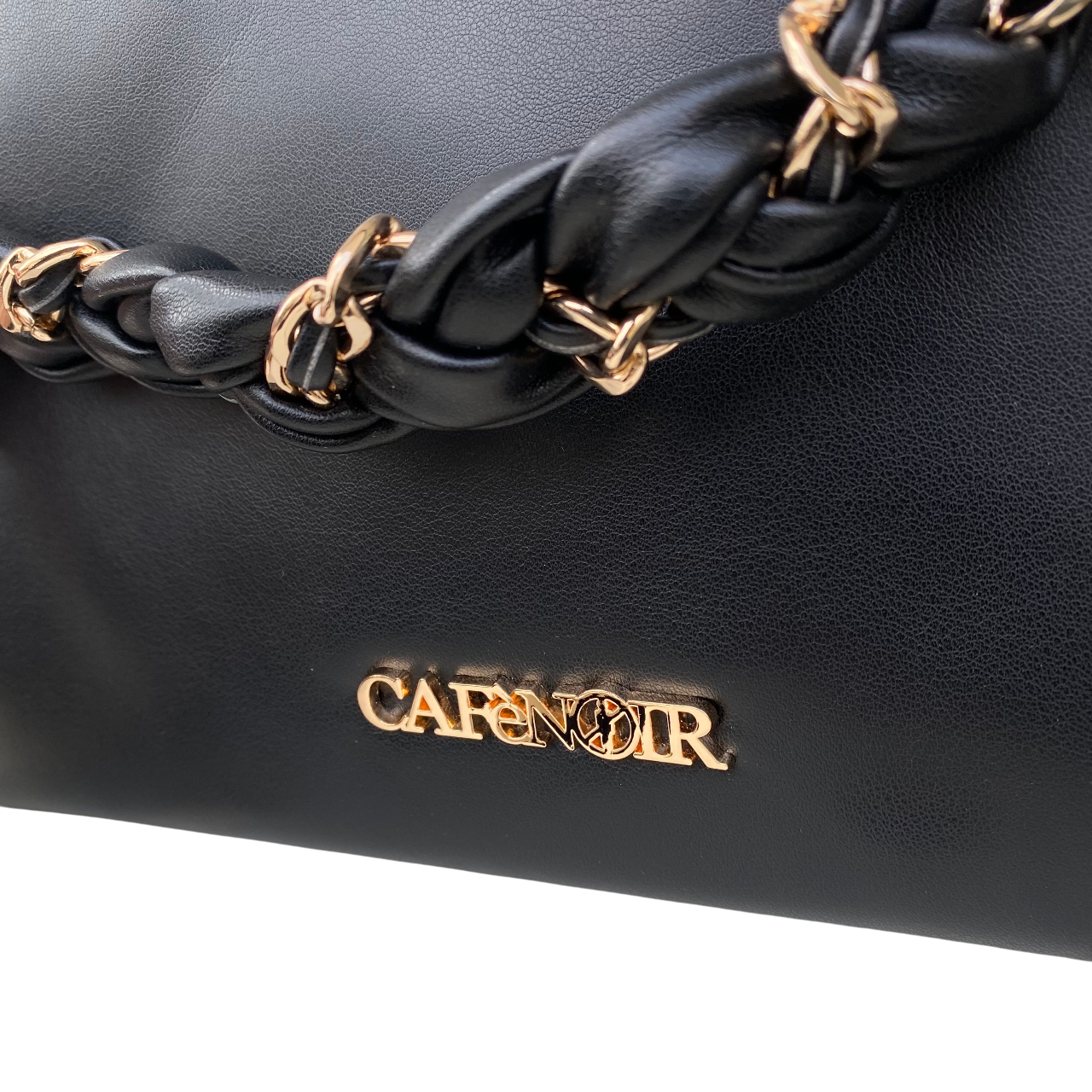 CafèNoir borsa shopping morbida con manici con catena C3YG0811 N001 nero