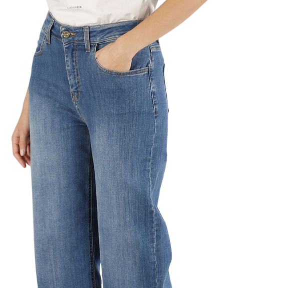 CafèNoir pantalone jeans denim wide leg C7JJ1038 B048 blu medio