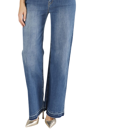 CafèNoir pantalone jeans denim wide leg C7JJ1038 B048 blu medio