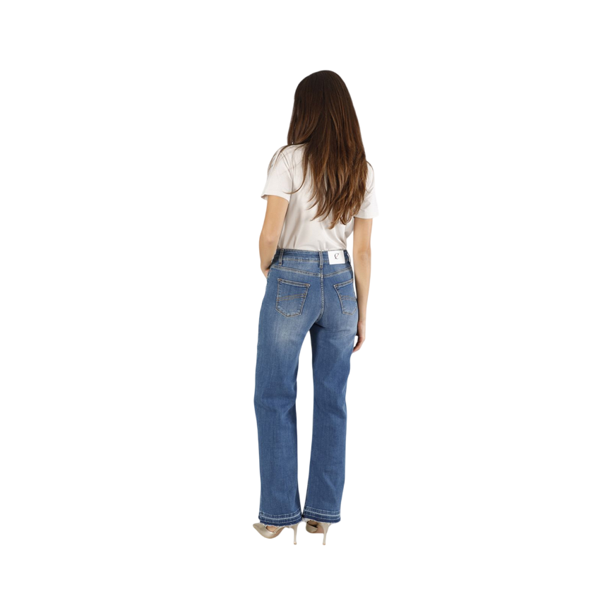 CafèNoir pantalone jeans denim wide leg C7JJ1038 B048 blu medio
