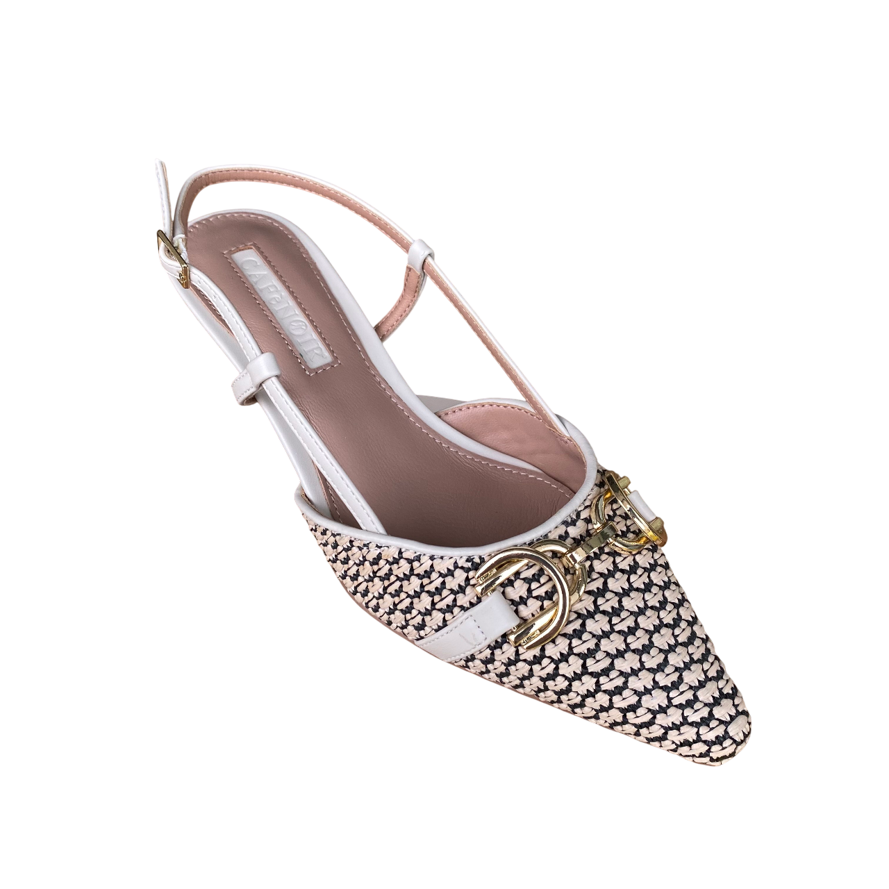 CafèNoir scarpa décolleté bimateriale con morsetto C1HC9222-W091 osso-nero